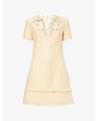 Huishan Zhang - Cassira Jewel-Embellished Tweed Mini Dress - Lyst