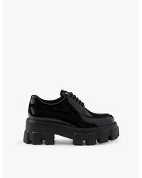 Prada - Monolith Lace-Up Patent-Leather Loafers - Lyst