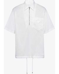 Prada - Short-sleeved Collared Oversized-fit Stretch-cotton Shirt - Lyst