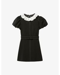 Claudie Pierlot - Ruffle-Collar Short-Sleeved Stretch-Woven Mini Dress - Lyst