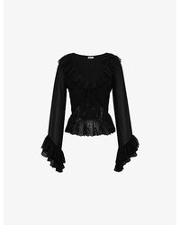 House Of Cb - Goya Tie-Front Chiffon Blouse - Lyst