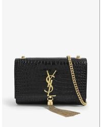 Saint Laurent - Kate Small Crocodile-embossed Leather Wallet-on-chain - Lyst