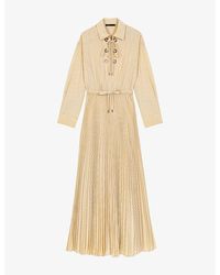 Maje - Eyelet-Embellished Pleated Woven Maxi Dress - Lyst
