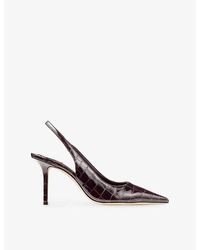 Jimmy Choo - Love Slingback 85 Croc-Embossed Leather Heels - Lyst
