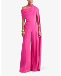 Reiss Inez Side-Stripe Woven Jumpsuit in Orange | Lyst
