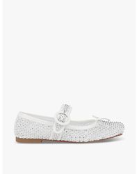 Christian Louboutin - Mamastrapitina Crystal-Embellished Mesh And Leather Ballet Flats - Lyst