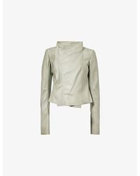 Rick Owens - Low-Neck Asymmetric-Zip Biker Leather Jacket - Lyst