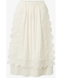 Nué Notes - Andrew Floral-embroidered Quilted Cotton Midi Skirt - Lyst
