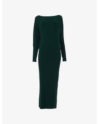 eem - Boat-Neck Ribbed-Knit Midi Dress - Lyst