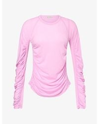 JW Anderson - Ruched Long-Sleeve Jersey Top - Lyst