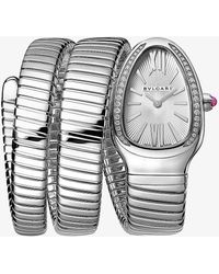 BVLGARI - Unisex Sp35c6sds2tl Serpenti Tubogas Stainless-steel And 0.401ct Brilliant-cut Diamond Quartz Watch - Lyst