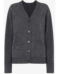 Whistles - Relaxed-fit Pocket-embroidered Wool Cardigan - Lyst