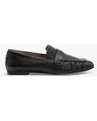 AllSaints - Sapphire Gathered Leather Loafers - Lyst