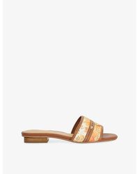 Dune - Leti Floral Raffia Slides - Lyst