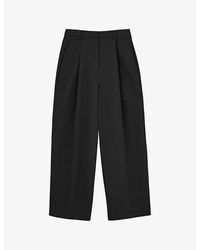 Skall Studio - Bob Pleated Wide-leg Mid-rise Cropped Organic-cotton Trousers - Lyst