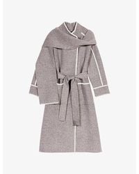 Maje - Integrated-Scarf Double-Faced Wool-Blend Coat - Lyst