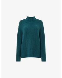 Whistles - Funnel-neck Ribbed Recycled Wool-blend Jumper - Lyst