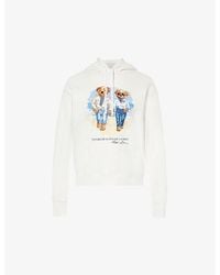 Polo Ralph Lauren - Bear-print Cotton-blend Jersey Hoody X - Lyst
