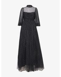 Needle & Thread - Amaya Sequin Shimmer Long-Sleeve Gown - Lyst