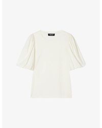 Whistles - Puff-Sleeved Round-Neck Cotton-Jersey T-Shirt - Lyst