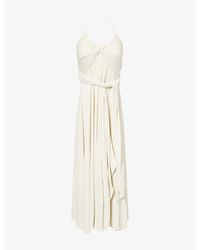 Alaïa - Crossed Halter-Neck Stretch-Jersey Maxi Dress - Lyst