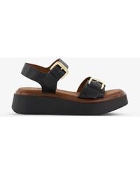 Dune - Loells Square-toe Leather Platform Sandals - Lyst