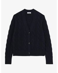 Reiss - Elowen Cashmere And Wool Cable-Knit Cardigan - Lyst