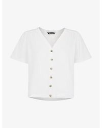 Whistles - Maeve V-Neck Short-Sleeve Cotton Top - Lyst