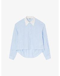 Sandro - Rhinestone-embellished Striped Cotton Shirt - Lyst