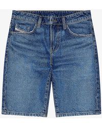 DIESEL - Faded-wash Slim-fit Denim Shorts - Lyst