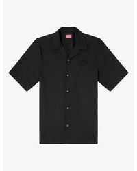 DIESEL - Embroidered-Logo Short-Sleeve Stretch-Cotton Poplin Shirt - Lyst