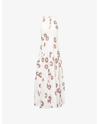 ME+EM - Daisy Print Halterneck Cotton Maxi Dress - Lyst