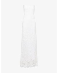 HYPHEN - Bandeau Sheer Lace Maxi Dress - Lyst