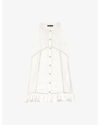Maje - Embroidered Button-Down Linen-Blend Mini Dress - Lyst