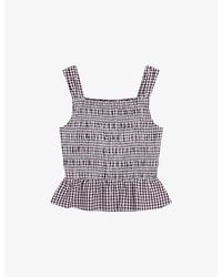 OMNES - Rain Gingham-Print Shirred Cotton Top - Lyst