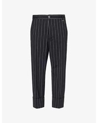 Vivienne Westwood - Stripe-Pattern Cropped Straight-Leg Regular-Fit Wool-Blend Trousers - Lyst