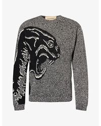 Valentino Garavani - Panther Jacquard Cotton And Mouliné Wool Jumper - Lyst