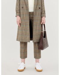 Sandro Checked Cropped Mid-rise Gabardine Trousers - Multicolour