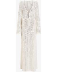 AllSaints - Karma Cut-out Long-sleeve Knitted Maxi Dress - Lyst