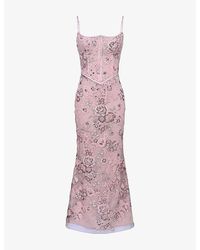 House Of Cb - Naima Embellished Mesh Maxi Dress - Lyst