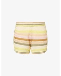 Zimmermann - Indra Stripe Crochet Cotton Shorts - Lyst