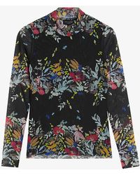 Ted Baker - Amandha Floral-print Stretch-mesh Top - Lyst