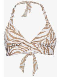 Max Mara - Alberta Printed Halterneck Bikini Top - Lyst