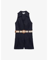 Reiss - Anjie Sleeveless Linen Playsuit - Lyst