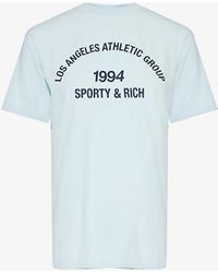 Sporty & Rich - Athletic Group Brand-print Cotton-jersey T-shirt - Lyst