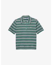 Prada - Stripe-Print Short-Sleeve Cotton Polo Shirt - Lyst