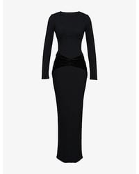 House Of Cb - Athena Long-Sleeve Stretch-Woven Maxi Dress - Lyst
