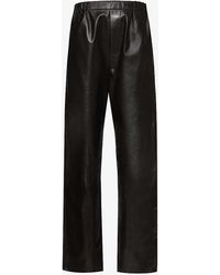 Bottega Veneta - Elasticated-waist Straight-leg High-rise Leather Trousers - Lyst