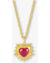 Rachel Jackson - July-birthstone Ruby 22ct -plated Sterling Silver Necklace - Lyst
