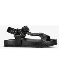 Bottega Veneta - Trip Brand-embossed Leather Sandals - Lyst